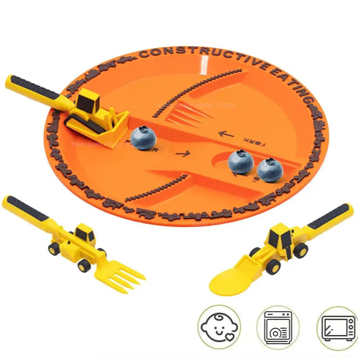 Vajilla para Niños en Forma de Coche y Excavadora